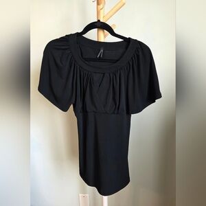 Lapis -Elegant Black Top With Flutter Sleeves
